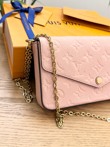 LOUIS VUITTON Félicie Pochette Empriente Leather Crossbody Bag - Rose Poudre