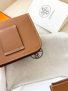 Hermès Constance Slim Wallet Gold Epsom / Silver Hardware