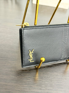 SAINT LAURENT Tiny Monogram Ziptop Card Case in Smooth Leather