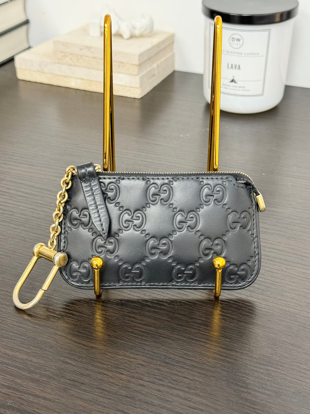 GUCCI Guccisima Leather Key Case in Black