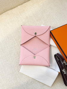 Hermes 2024 Chevre Mysore Calvi Card Holder- Rose Sakura