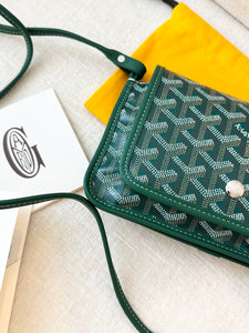 💚 NEW! 2025 GOYARD Plumet Pocket Canvas Leather Crossbody Bag / Green