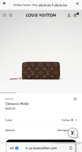 Load image into Gallery viewer, LOUIS VUITTON Clémence Monogram Zippy Wallet in Fuchsia
