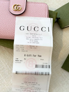 GUCCI Medium Double G Bi-Fold Compact Wallet with Bamboo / Pink