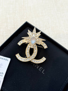 CHANEL 23P Classic CC Logo Gold, Blue, Pink & Crystal Brooch
