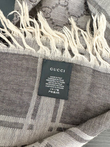 GUCCI GG Guccissima Monogram Surviee Square Shawl - 55" x 55" - Beige/Brown