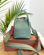 Load image into Gallery viewer, LORO PIANA 2024 Grained Calfskin Micro Bale Crossbody Bag in Green
