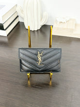 Load image into Gallery viewer, SAINT LAURENT YSL Monogram Ziptop Flap Grained Leather Card Case in Black
