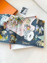 Load image into Gallery viewer, Hermès 2025 Academia Hippica Silk Scarf 90 in Noir / Ardoise / Rose Poudre
