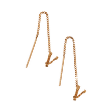 Load image into Gallery viewer, VERSACE Virtus Chain Drop Earrings in Gold
