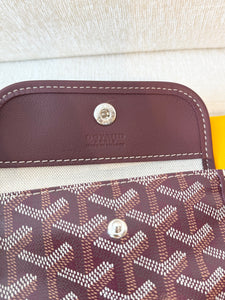 💛 NEW! 2025 GOYARD Anjou Canvas Leather Reversible Mini Tote Bag / Burgundy