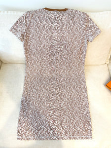 HERMES 2024 “Naoussa Chaine” Cotton Micro Dress / Brown / EU34