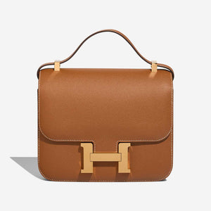 HERMES Constance 24 Evercolor Leather Shoulder Bag in Gold