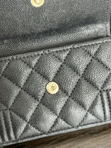 CHANEL Caviar Quilted Small Boy Flap Wallet in Black