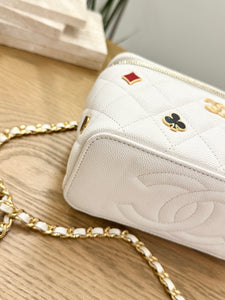 CHANEL 2023 Coco Casino Vanity With Chain Crossbody Bag in White