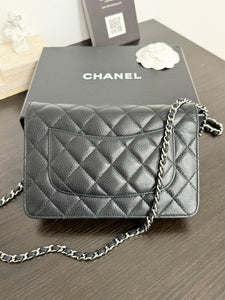 ▪️SOLD▪️CHANEL Classic Caviar Quilted Wallet On Chain in Black Leather