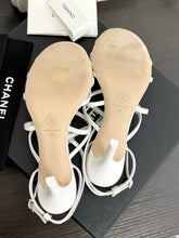 Load image into Gallery viewer, CHANEL 2023 SS Cruise Open Toe Pin Heel Sandals in White - EU38
