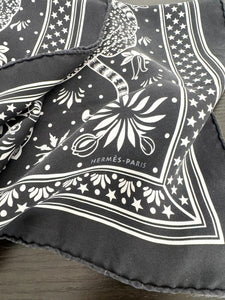 ▪️SOLD▪️HERMES Silk Les Leopards Bandana Scarf - Black/White