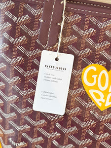 💛 NEW! 2025 GOYARD Anjou Canvas Leather Reversible Mini Tote Bag / Burgundy