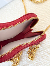 Load image into Gallery viewer, DIOR Caro Heart Pouch with Chain - Monsignore Red
