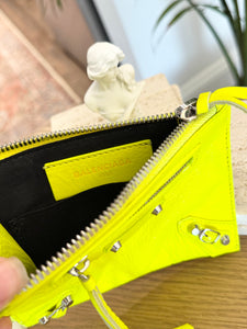 BALENCIAGA Agneau Leather Zippy Pochette in Neon Yellow