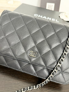 ▪️SOLD▪️CHANEL Classic Caviar Quilted Wallet On Chain in Black Leather