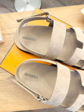 Load image into Gallery viewer, HERMES Genius Suede Goatskin Sandals in Beige Sable - EU37
