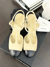 Load image into Gallery viewer, CHANEL 2022 Suede Cap Toe Crystal Slingback Pumps in Light Beige/Black - EU38
