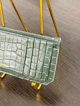 Load image into Gallery viewer, SAINT LAURENT Fragments Croc-effect Leather Zipped Card Case in Green
