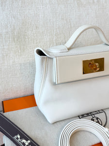 Hermès White Evercolor and Nata Swift Mini 24/24 21 / Palladium Hardware / 2022