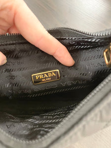 PRADA Tessuto Nylon Impuntu Quilted Shoulder Bag in Black