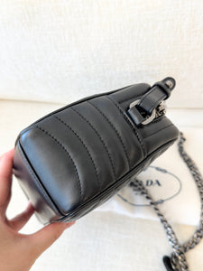 PRADA Diagramme Leather Small Camera Crossbody Bag - Black