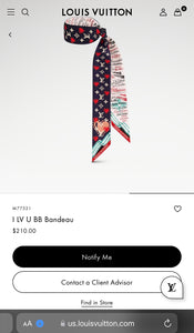 LOUIS VUITTON 2021 I LV U BB Monogram Silk Bandeau in Navy