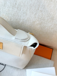 Hermès White Evercolor and Nata Swift Mini 24/24 21 / Palladium Hardware / 2022