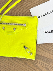 BALENCIAGA Agneau Leather Zippy Pochette in Neon Yellow