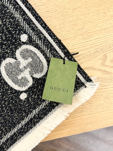 GUCCI GG Wool Jacquard Scarf - Black/Ivory