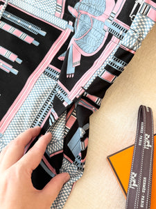 HERMES "Lettres Equestres" Drawstring Cotton Dress / EU34