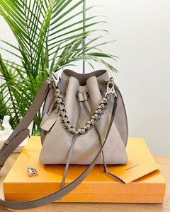 LOUIS VUITTON 2024 Muria Mahina Leather Bucket Bag in Galet Gray