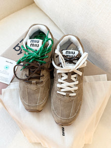 New Balance X Miu Miu Women’s 530 SL Suede Sneakers in Ecru / EU 38