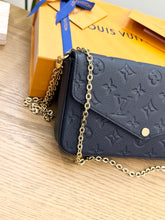 Load image into Gallery viewer, LOUIS VUITTON 2024 Félicie Pochette Empriente Leather Chain Crossbody Bag - Navy
