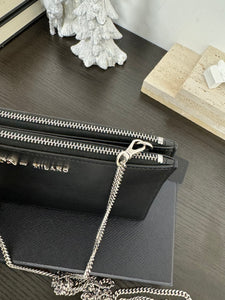 ▪️SOLD▪️PRADA Mini Bandoliera In Pelle City Calf Chain Crossbody Bag - Nero