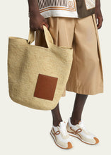 Load image into Gallery viewer, LOEWE Slit Large Raffia and Calfskin Tote Bag - Natural/Tan
