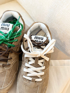 New Balance X Miu Miu Women’s 530 SL Suede Sneakers in Ecru / EU 38