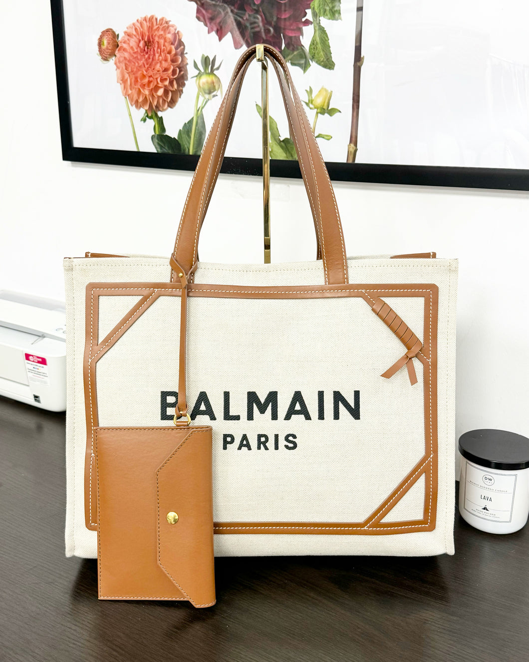 BALMAIN Canvas B-Army 42 Tote Bag in Gem Naturel