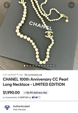 Load image into Gallery viewer, CHANEL 100th Anniversary CC Pearl Long Necklace - LIMITED EDITION
