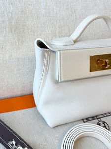 Hermès White Evercolor and Nata Swift Mini 24/24 21 / Palladium Hardware / 2022