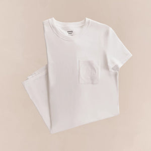 HERMES Embroidered Pocket Straight Dress in Plain Cotton Jersey / Blanc / EU36