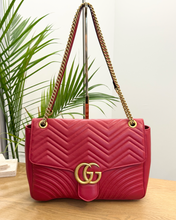 Load image into Gallery viewer, GUCCI GG Marmont Large Shoulder Bag in Hibiscus Red
