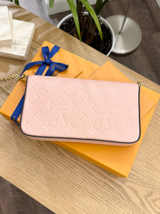 LOUIS VUITTON Félicie Pochette Empriente Leather Crossbody Bag - Rose Poudre