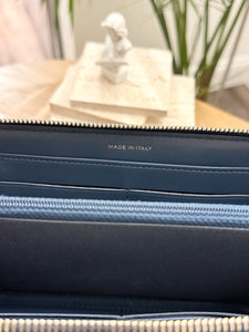 CHANEL Classic Metallic Grained Calfskin Long Zipped Wallet - Blue